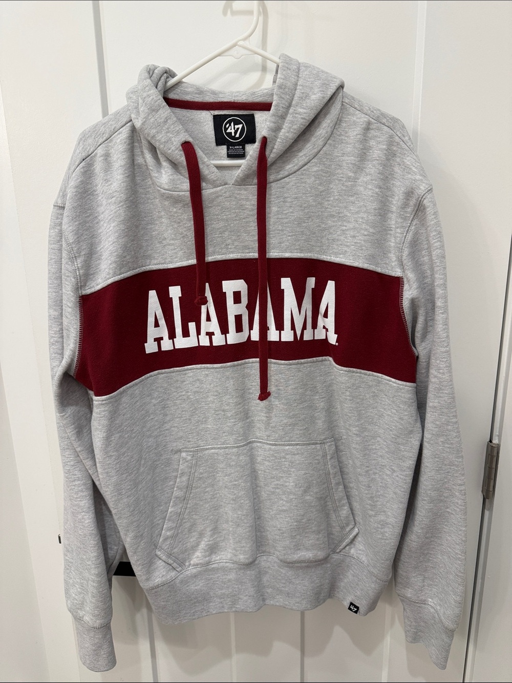 47 Alabama Grey Hoodie with Crimson Panel